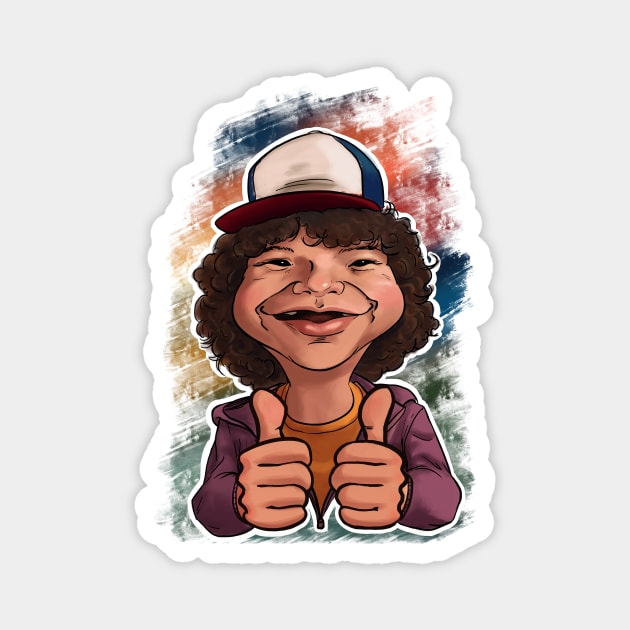 Dustin thumbs up caricature Magnet by quenguyen