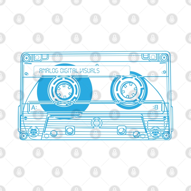 Cassette Tape (Button Blue Lines) Analog / Music by Analog Digital Visuals