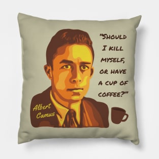 Albert Camus Portrait and Quote Pillow