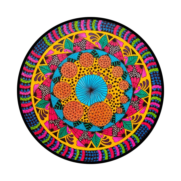 Handmade Colorful mandala drawing art by Mitadoodleart