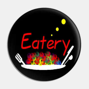 Eatery Logo on Black Background Pin