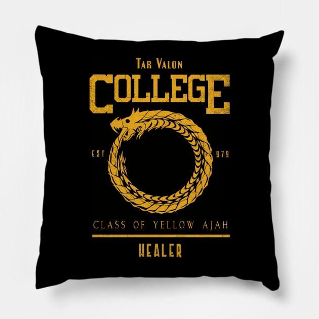 Tar Valon College Yellow Ajah Slogan and Symbol Dragon Pillow by TSHIRT PLACE