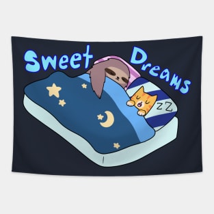 Sweet Dreams Sloth and Tabby Tapestry