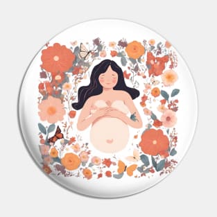 Pregnant Woman surrounded by flowers mothers day gift Pin