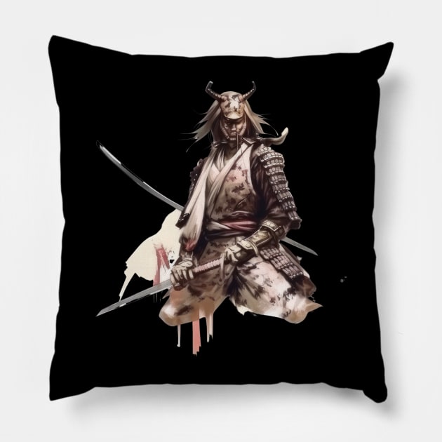 Soul of the Vintage Samurai: A Timeless Warrior's Journey Pillow by MerlinArt