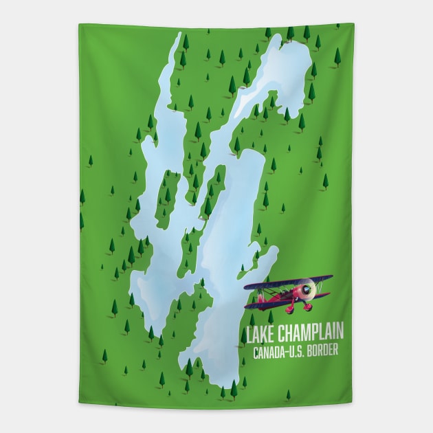 lake chamption USA Canada Tapestry by nickemporium1