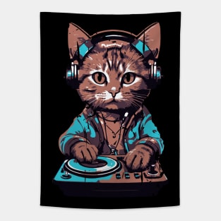 Retro Dj Cat Tapestry