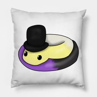 Nonbinary Snake in a top hat Pillow