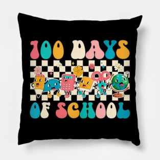 Groovy Happy 100 Days Of School 100 Days Smarter Kids Pillow