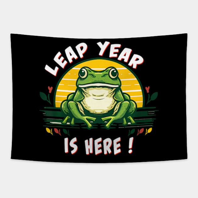 Leap Year Birthday Feb 29th 2024 Leap Day Funny Frog Tapestry by Eduardo