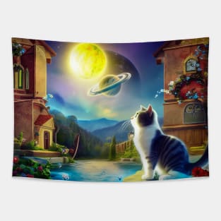 cat miss hometown Tapestry