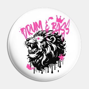 DRUM AND BASS  - Stenciled Lion (black/pink) Pin