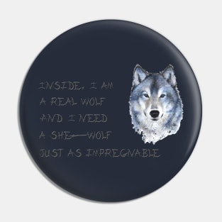 Real wolf Pin