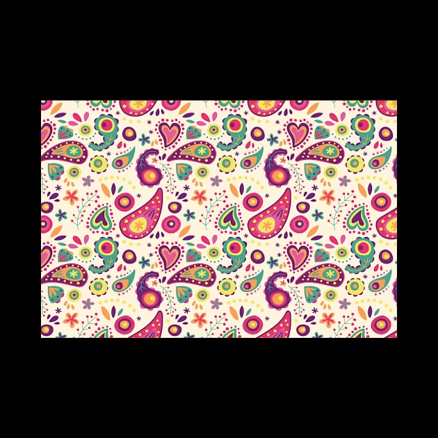 Colorful Paisley Pattern by Basti Artworks