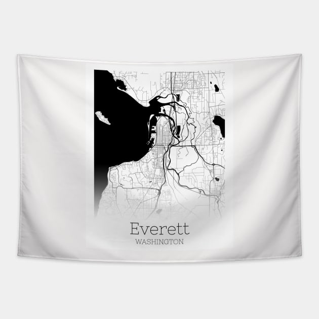 City Map Neck Gator Everett Washington Tapestry by DANPUBLIC