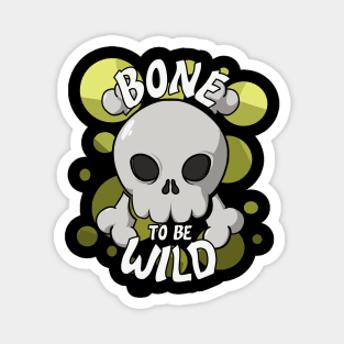 Bone to be wild skull (Yellow bubbles) Magnet