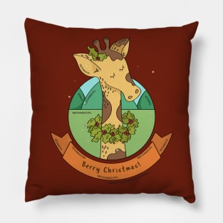 Giraffe Christmas, Berry Christmas, Gardener Christmas, Holly Berry Pillow