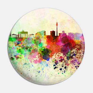 Berlin skyline in watercolor background Pin