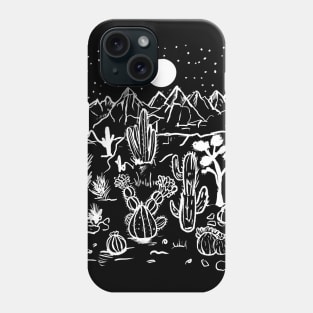 Desert Night Full Moon Stars, Succulents & Cactus Phone Case