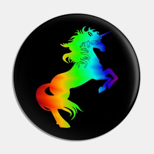 Rainbow-colored rising unicorn Pin