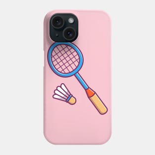 Racket And Shuttlecock Cartoon Phone Case