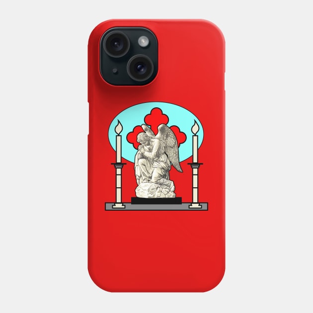 Gothic sad angel at the altar Phone Case by Marccelus