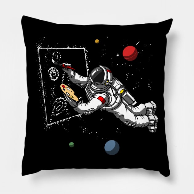 Space Astronaut Painter Pillow by underheaven