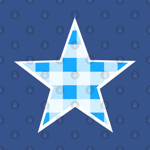 Bright Blue and White Buffalo Plaid Star by bumblefuzzies