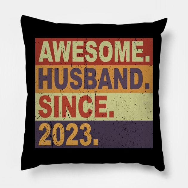 Awesome husband since 2023, First anniversary valentines day Pillow by Trashow