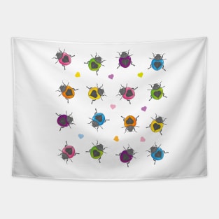 Colourful Lovebug with heart on back repeat pattern Tapestry