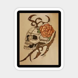 Skull with flower Magnet
