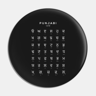 Punjabi Alphabet Chart, Panjabi Language Chart, Black Pin