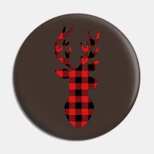 Christmas Plaid Deer Head Pin