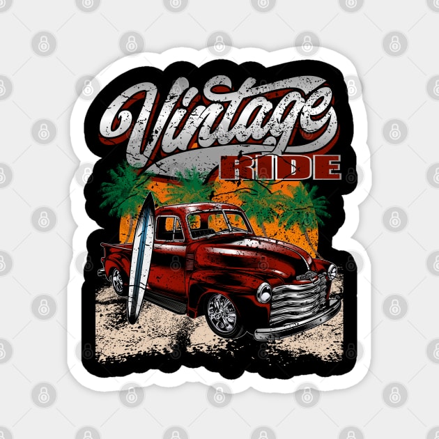 Vintage Ride Summer Surfer Hot Rod Magnet by RockabillyM