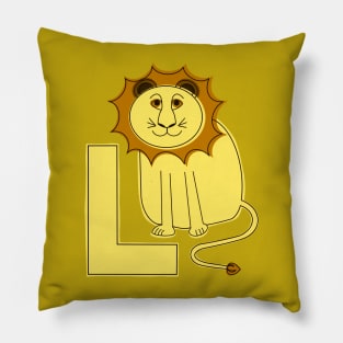 L is for Lion - Yellow L Initial Pillow