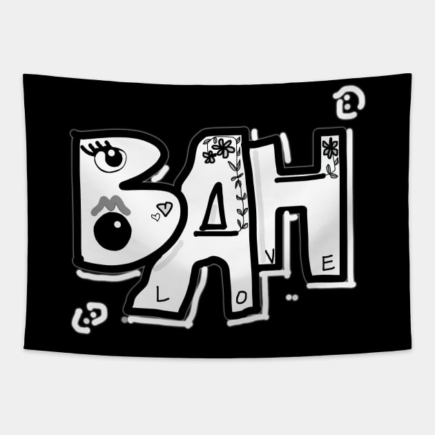 Mazipoodles Bah Humbug Love White Black Tapestry by Mazipoodles