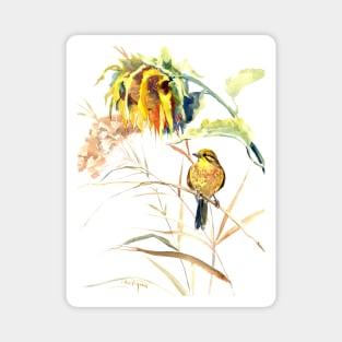 Yellowhammer and Sunflower Magnet