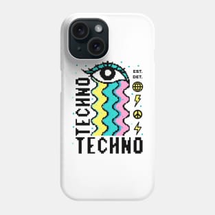 TECHNO  - 8 Bit Rainbow Tears (black/pink/blue) Phone Case