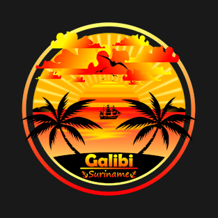 Galibi Beach Suriname, Palm Trees Sunset Summer T-Shirt