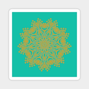 Golden & Teal Mandala Design Magnet