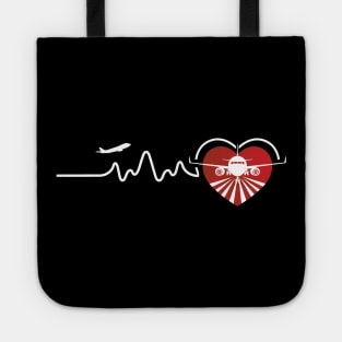 Airplane Heartbeat Pilot Flying Travel gift For Travelers Tote