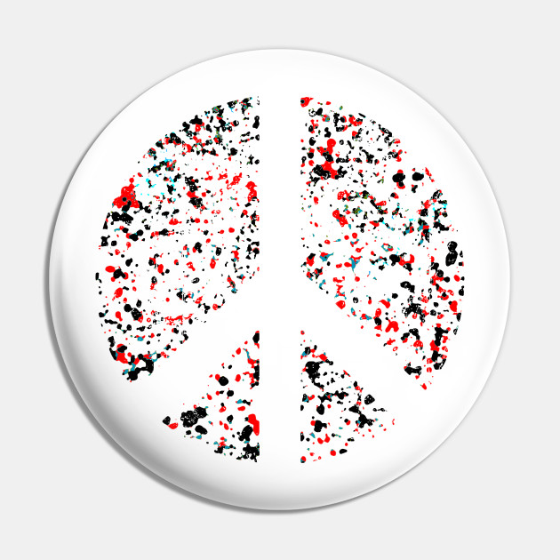 Peace Symbol Paint Drips Abstract Art Peace Symbol Pin