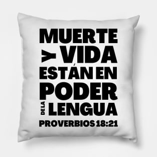 Proverbs 18-21 Power of The Tongue Spanish Pillow