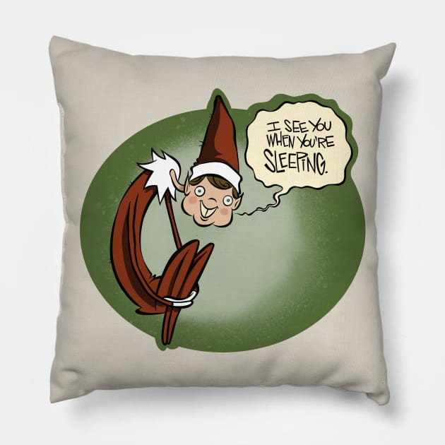 Holiday Humanoid on a Common Piece of Household Furniture Pillow by westinchurch