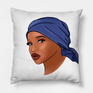 African American woman with a headscarf, fashion portrait Pillow