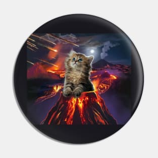 Funny Erupting Volcano Cat Pin