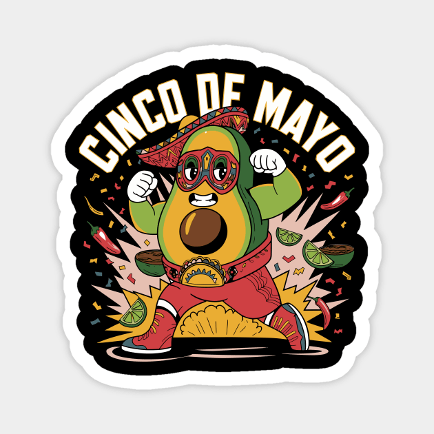 Funny Avocado Wrestler Design Cinco de Mayo Costume Men Women Magnet by ism's Store