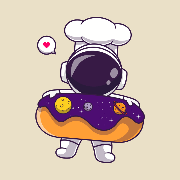 Cute Astronaut Chef With Donut Space Cartoon by Catalyst Labs