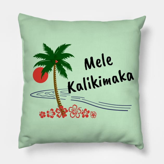 Mele Kalikimaka Merry Christmas Pillow by numpdog