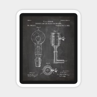 Light Bulb Patent - Edison Invention Industrial Design Art - Black Chalkboard Magnet